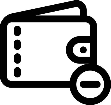 Cüzdan simgesi ve vektör illüstrasyonu beyaz arkaplanda izole edildi