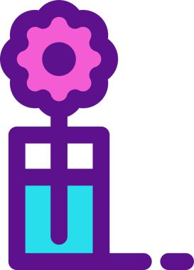 Vazo simgesindeki çiçek, beyaz arkaplanda izole edilmiş vektör illüstrasyonu  