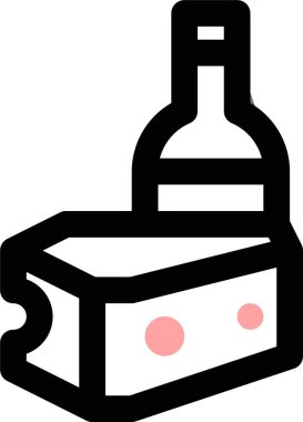 şarap ve peynir simgesi, vektör illüstrasyonu beyaz arkaplanda izole  