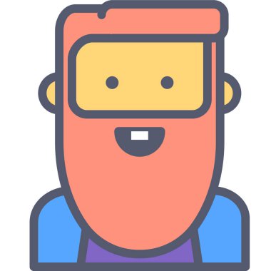 Sakallı adam yüzü, çizgi vektör simgesi