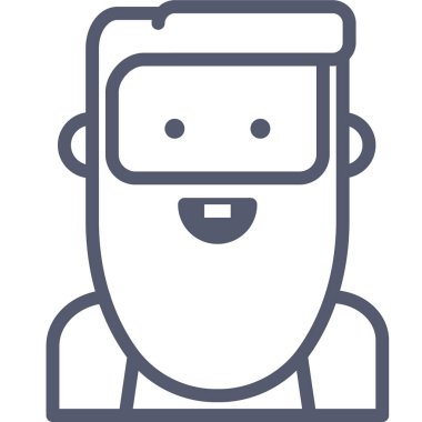 Sakallı adam yüzü, çizgi vektör simgesi