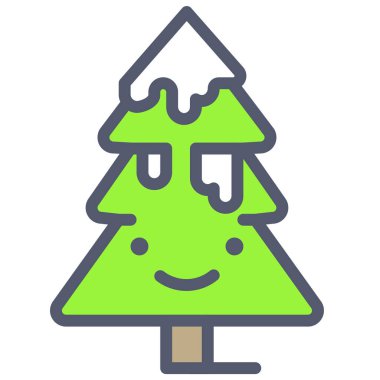 Noel ağacı simgesi, vektör illüstrasyonu beyaz arkaplanda izole edildi