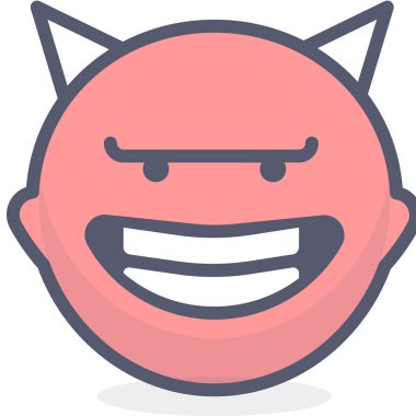 şeytan emoji simgesi, vektör çizimi beyaz arkaplanda izole edildi