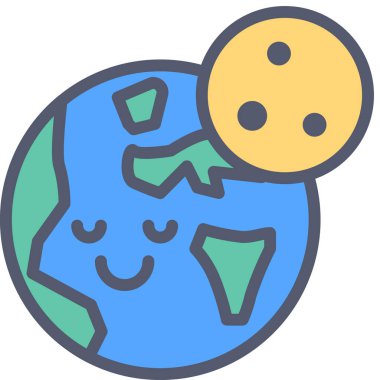 toprak gece simgesi, vektör çizimi beyaz arkaplanda izole edildi