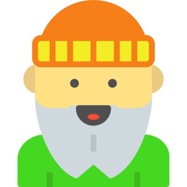 Sakallı adam yüzü, çizgi vektör simgesi