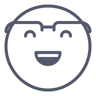 Gözlük simgesi içindeki emoji, beyaz arkaplanda izole edilmiş vektör illüstrasyonu
