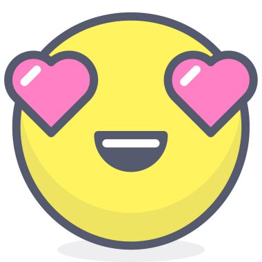 Kalpli emoji, beyaz arkaplanda izole edilmiş vektör çizimi