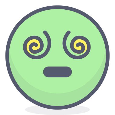 hipnotize edilmiş emoji simgesi, beyaz arkaplanda izole edilmiş vektör çizimi