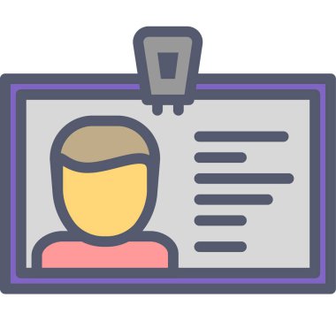 Kimlik kartı simgesi, beyaz arkaplanda izole edilmiş basit vektör illüstrasyonu