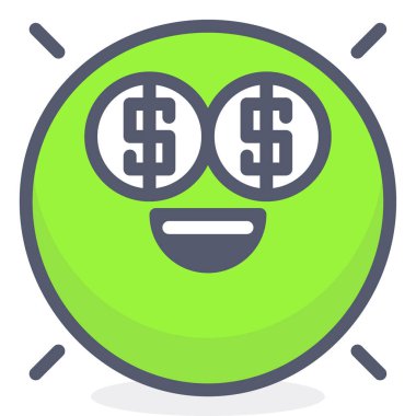 milyoner emoji simgesi, vektör çizimi beyaz arkaplanda izole edildi