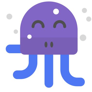 happy octopus character icon, vector illustration isolated on white background 