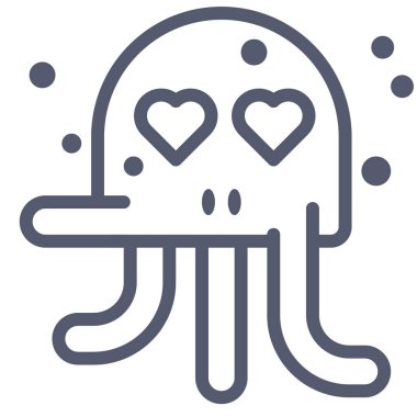 ahtapot aşk simgesinde, vektör çizimi beyaz arkaplanda izole  