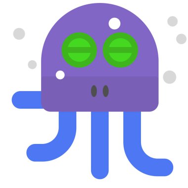 Uyuyan ahtapot simgesi, vektör çizimi beyaz arkaplanda izole edildi  