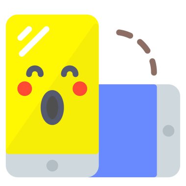 yüzlü cep telefonu, vektör illüstrasyonu