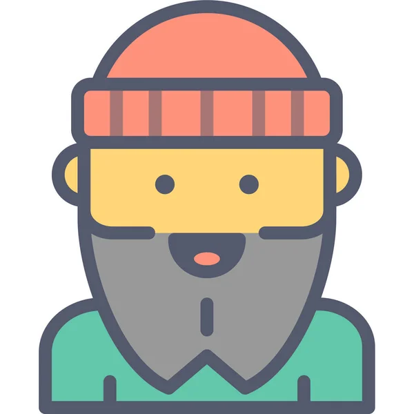 Man Face Beard Line Vector Icon — Stock Vector