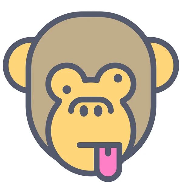 Expressão Facial Macaco Emoticon Ilustração Vetorial — Vetor de Stock