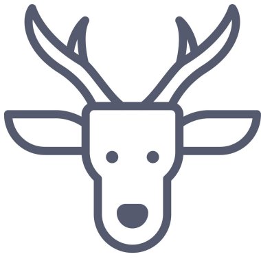 Ren geyiği simgesi, vektör çizimi beyaz arkaplanda izole edildi