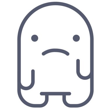 hüzünlü karakter simgesi, vektör illüstrasyonu beyaz arkaplanda izole edildi  