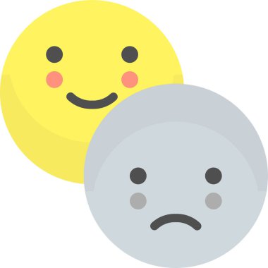 üzgün mutlu emoji simgesi, vektör illüstrasyonu beyaz arkaplanda izole