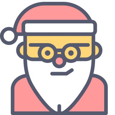 Beyaz arka planda izole edilmiş vektör illüstrasyonu, Noel Baba simgesi