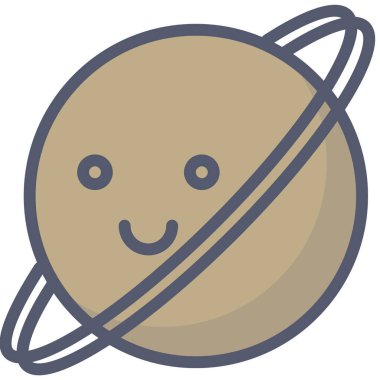 Satürn simgesi, vektör illüstrasyonu beyaz arkaplanda izole edildi