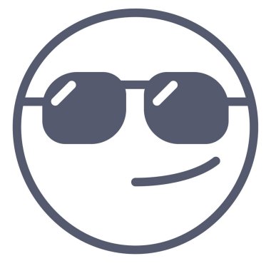 Güneş gözlüğü simgesi içindeki emoji, beyaz arkaplanda izole edilmiş vektör illüstrasyonu 