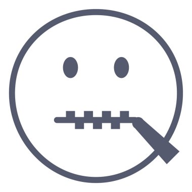 fermuarlı emoji simgesi, vektör çizimi beyaz arkaplanda izole edildi 