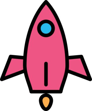Roket. Web simgesi basit illüstrasyon