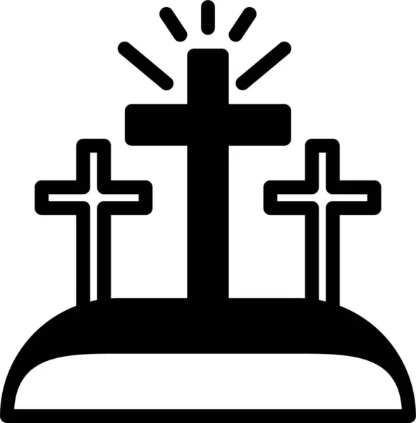 Icône Croix Chrétienne Illustration Contour Des Icônes Vectorielles Jésus Pour — Image vectorielle