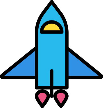 Roket. Web simgesi basit illüstrasyon