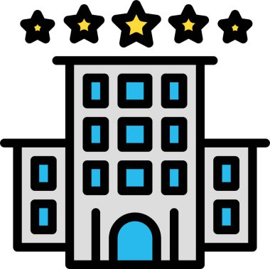 Otelde. Web simgesi basit illüstrasyon