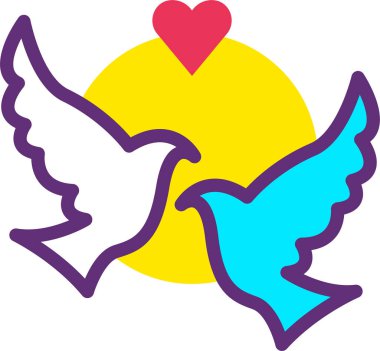 Güvercin kalp şeklinde uçuyor.