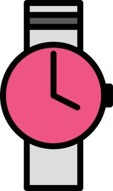 beyaz arkaplanda izole edilmiş saat simgesi ve vektör illüstrasyonu 