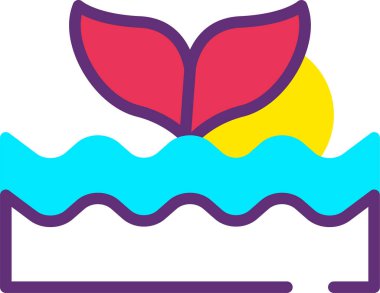 balina ağı simgesi, yaz vektör resimleme