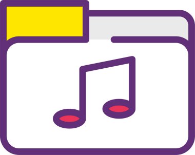 Müzik simgesine sahip dizin, beyaz arkaplanda izole edilmiş vektör illüstrasyonu  