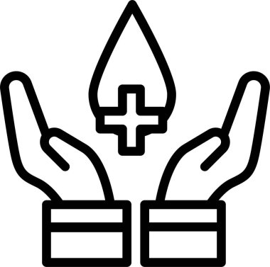 Kan bağışı ikonu taşıyan eller, vektör illüstrasyonu