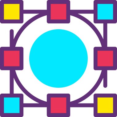 iş ve teknoloji düz simgesi, vektör illüstrasyonu