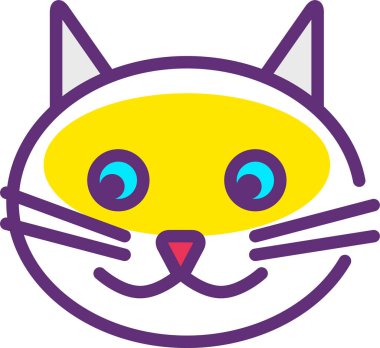Kedi suratlı ikon. Web için şirin köpek vektör simgelerinin çizgi film çizimi