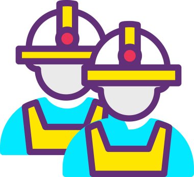 İnşaat işçileri simgesi, beyaz arkaplanda izole edilmiş basit vektör illüstrasyonu