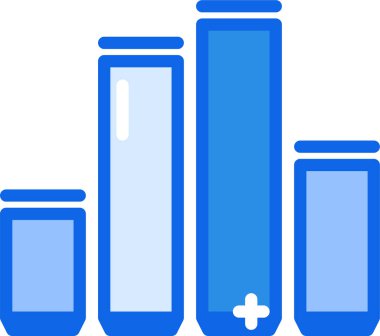 finansal rapor vektör simgesi. iki renkli düz sembol, mavi ve beyaz renkler, yuvarlak açılar, gümüş