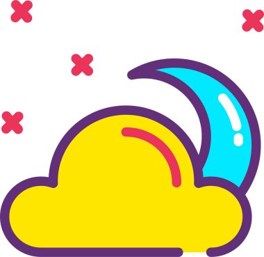 Gece gökyüzünde ayın vektör çizimi