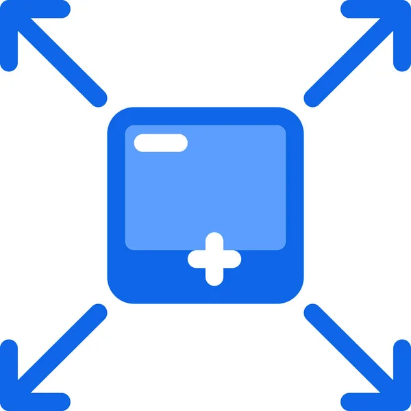 Icona Vettoriale Medica Sanitaria Stile Bicolore Simbolo Piatto Colori Blu — Vettoriale Stock