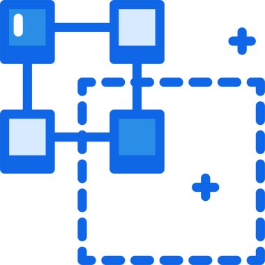 hiyerarşi vektör simgesi. biçim düz sembol, mavi renk, yuvarlak açılar, beyaz arkaplan