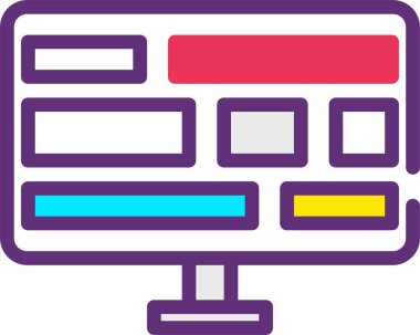 Bilgisayar monitörü. Web simgesi basit illüstrasyon