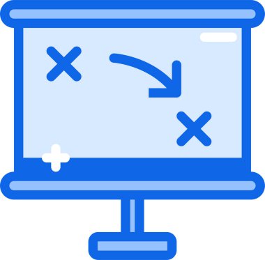 Bilgisayar izleyici vektör simgesi. biçim iki renkli düz sembol, mavi ve beyaz renkler, yuvarlak açılar, ışık