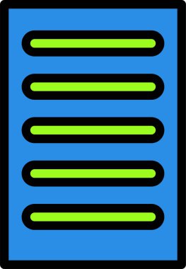 Menü vektör simgesi. biçim iki renkli düz sembol, mavi ve beyaz renkler, yuvarlak açılar, siyah arkaplan