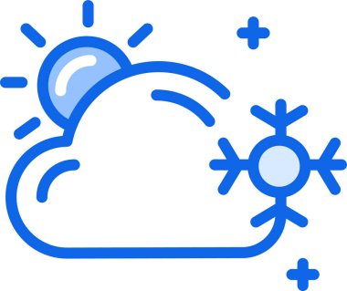 Kar Tanesi vektör simgesi. biçim iki renkli düz sembol, mavi ve beyaz renkler, yuvarlak açılar, açık arkaplan