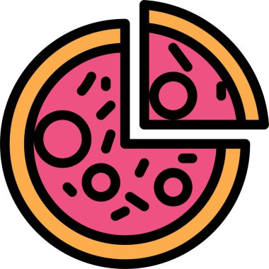 Pizza web simgesi, beyaz arkaplanda izole edilmiş basit vektör çizimi