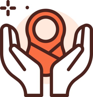 Bir kırmızı ve beyaz vektör illüstrasyonunu tutan