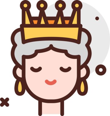 Taçlı bir prensesin kralının hoş bir çizimi.